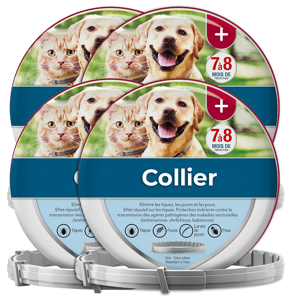 4 Colliers anti-puces et anti-tiques