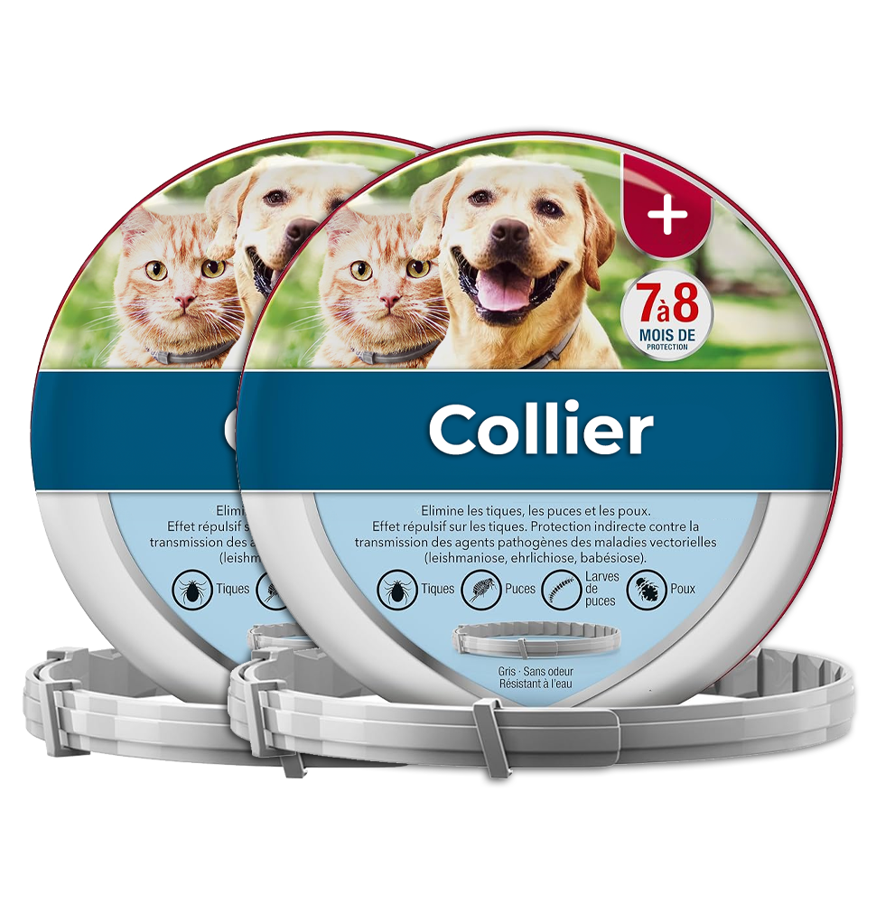 2 Colliers anti-puces et anti-tiques